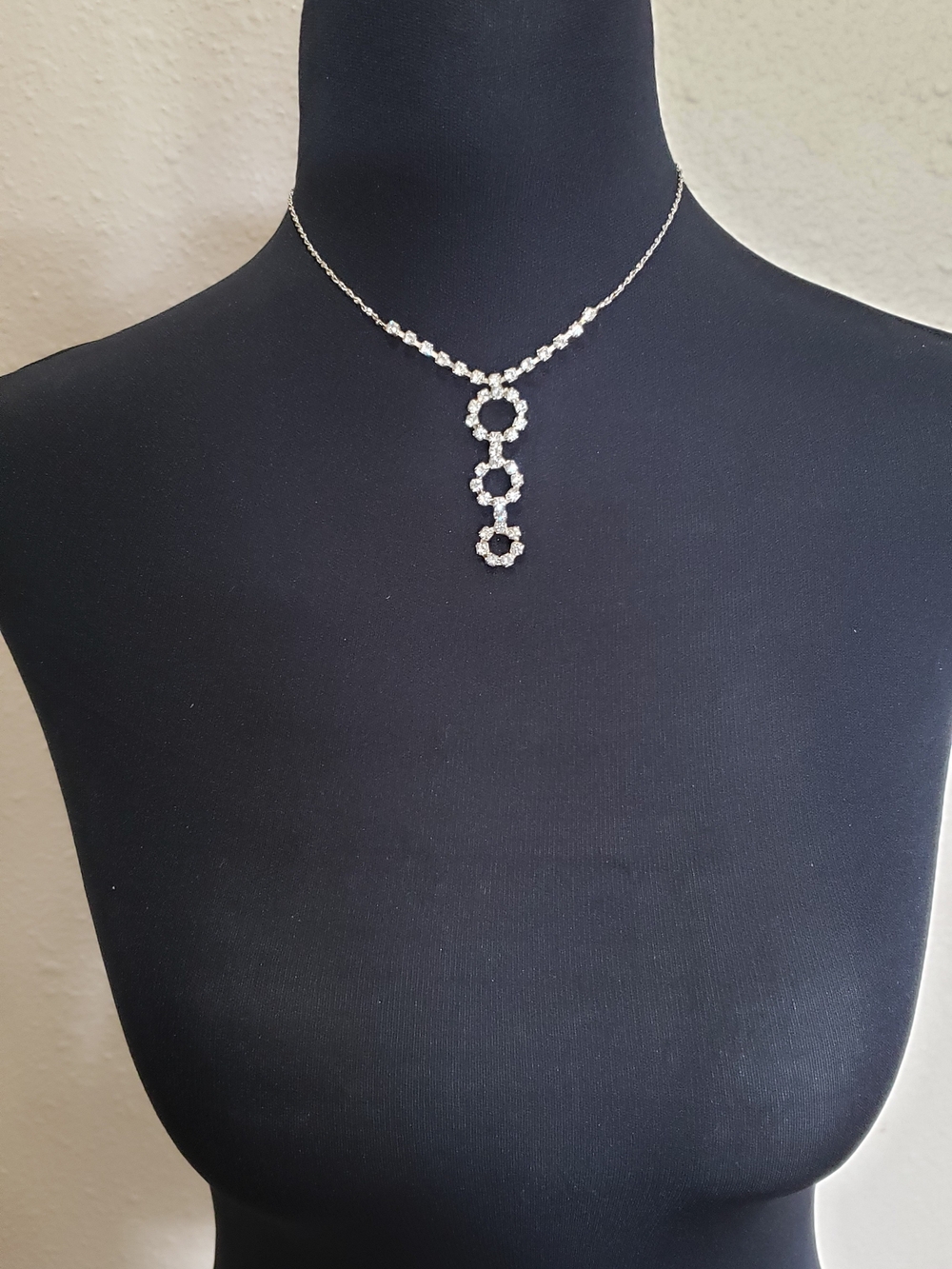 Silver-tone Rhinestone Drop Necklace - Picture 5 of 5